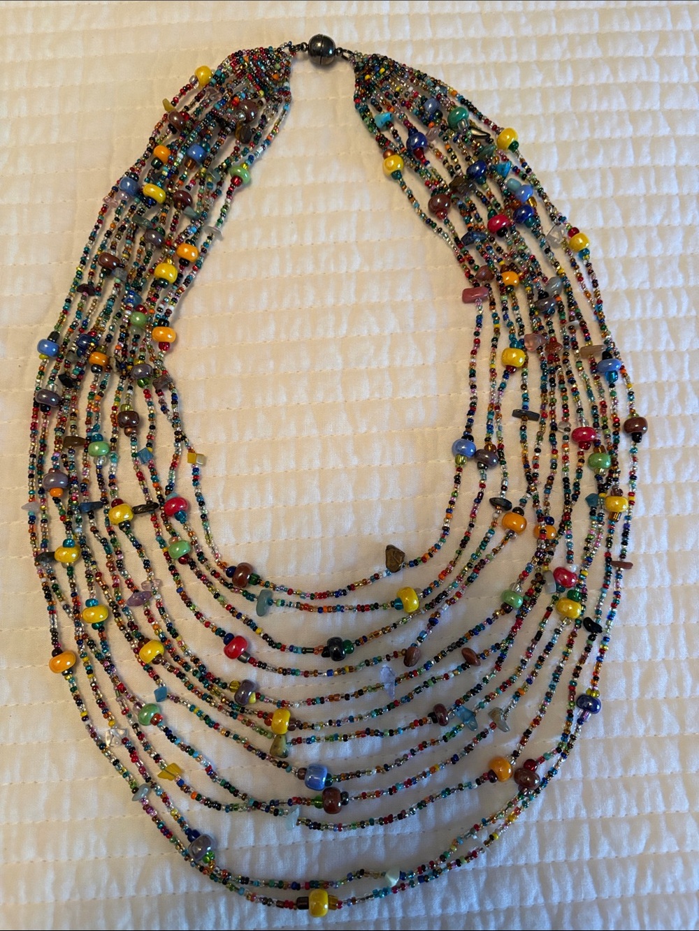 Multistrand Multicolor Bead Necklace - Women Jewelry, magnetic clasp